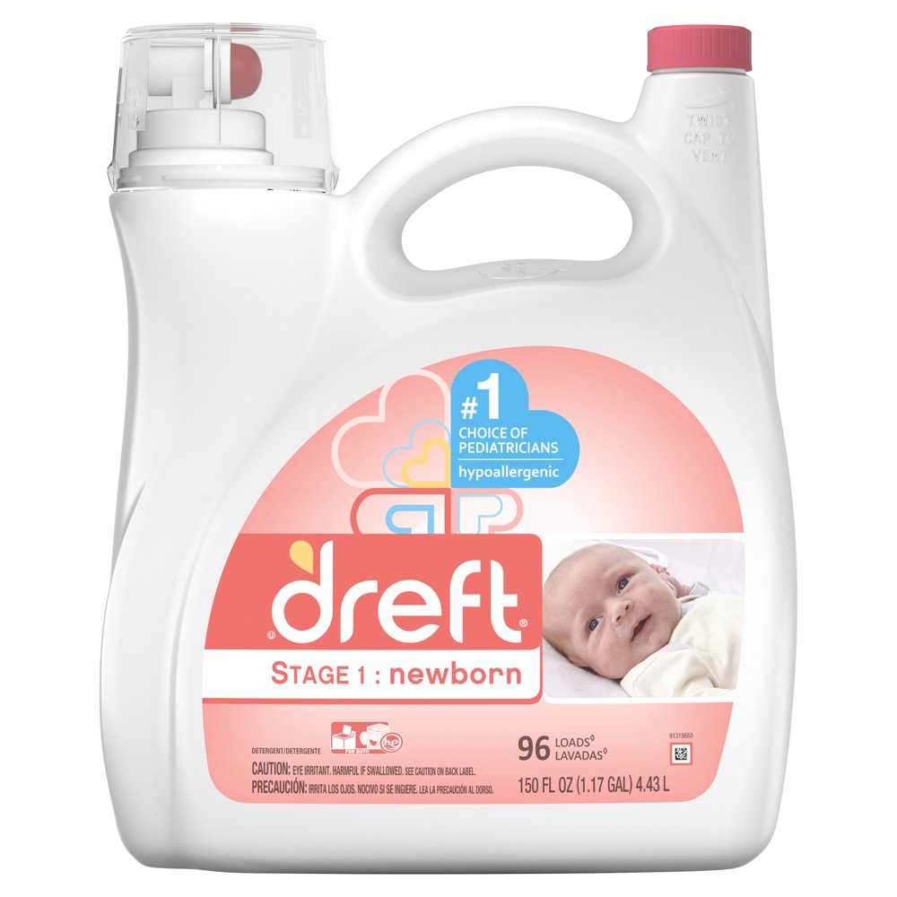 Dreft Stage 1 Newborn Baby Liquid Laundry Detergent, 96 Loads 150 fl oz