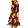 thumbnail image 3 of FKELYI Size 4XL Women Dresses Comfy Thanksgiving Women Long Sleeve Dresses Formal Lightweight Fall Maple Leaves Swing Twirl Skater Dress for Ladies, 3 of 4