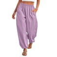 thumbnail image 3 of Yifymode Womens Balloon Pants Trendy Casual Elastic Waist Wide Leg Harem Pants Baggy Pleated Lantern Trousers, 3 of 7