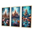 thumbnail image 3 of Designart "Blossoming Flowers at Ancient Asian Temple II" Asian Art Framed Wall Art Set Of 3 - Blue Global Frame Canvas Set For Living Room Decor, 3 of 6