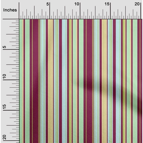 oneOone Cotton Poplin Fabric Multicolor Stripe Printed Craft Fabric BTY 56 Inch Wide