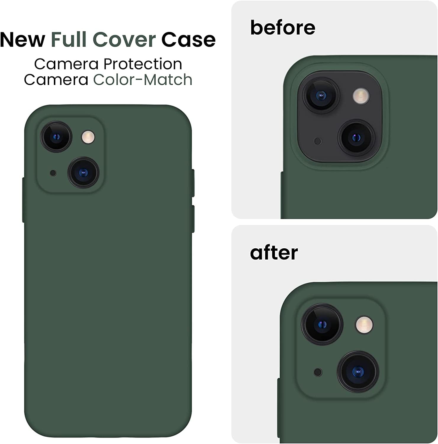for iPhone 13 Case, Silicone Upgraded [Camera Protection] Phone Case with [2 Screen Protectors], Soft Anti-Scratch Microfiber Lining Inside, 6.1 inch, Alpine Green
