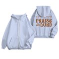 thumbnail image 2 of Praise The Lord Hoodies for Women Long Sleeve Zip Up Christian Hooded Sweatshirt with Pockets Jacket Coat, 2 of 5