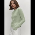 thumbnail image 4 of Suéter Básico de Cuello Redondo para Mujer, Jersey de Larga y Cuello Redondo. Verde L, 4 of 7