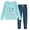Cyan-blue, variant on MyFav Women's Christmas Pajama Set Long-Sleeve Sleepwear Set Warm Cute Plus Size Loungewear with Adjustable Waistband,XS-3XL