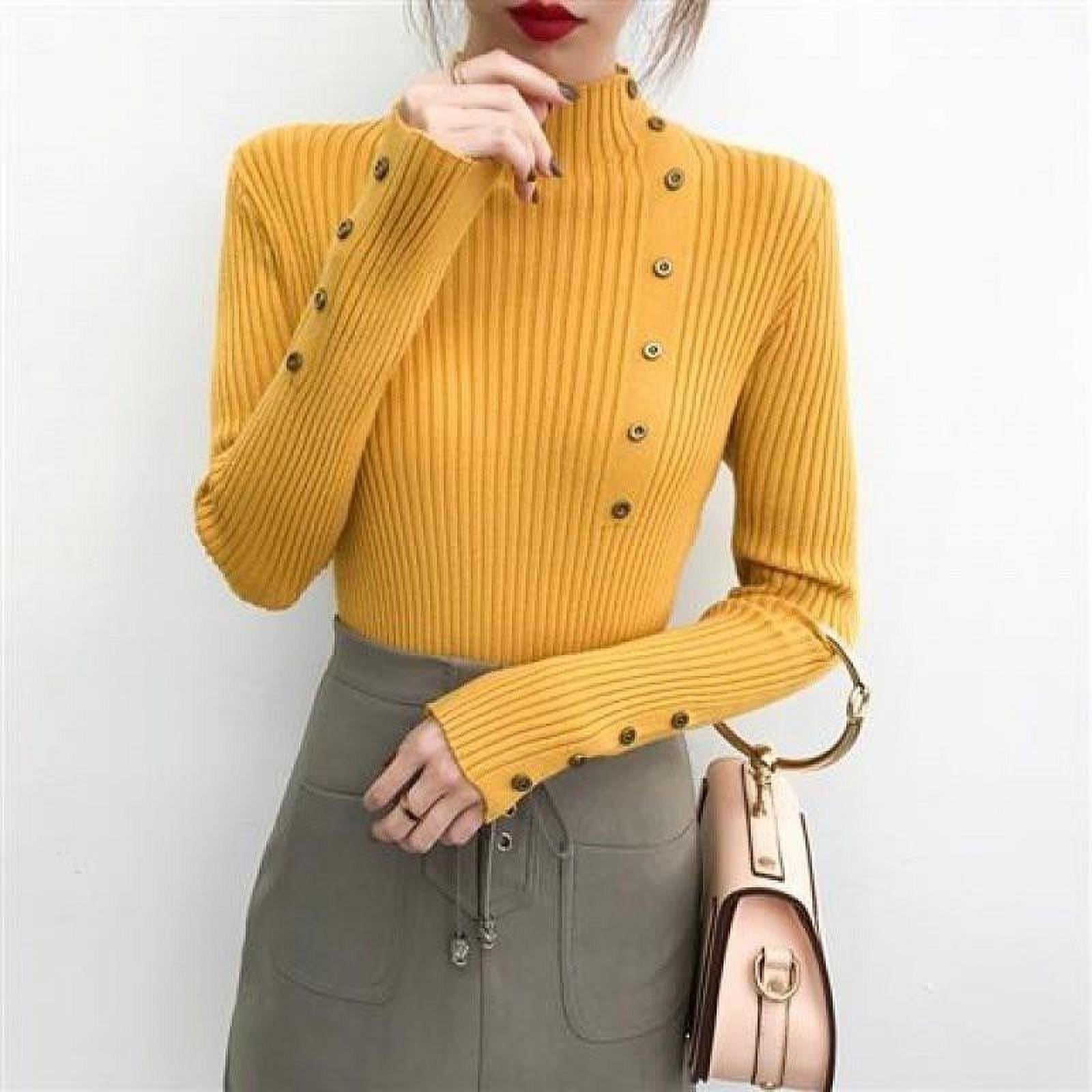 Korean style half high neck Long Sleeve Knit Sweater Turtleneck Sweater  Bottoming Shirt Slim Long-Sleeved