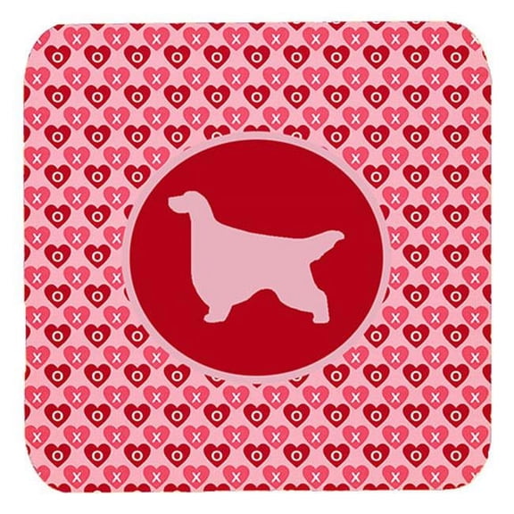 Gordon Setter Valentine Hearts Foam Coasters - Set 4, 3.5 x 3.5 In.