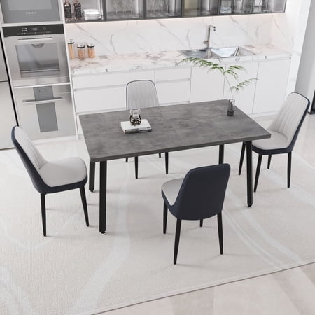 55.12-70.87 Expandable Rectangular Dining Table That Can Accommodate 4-6 People Equipped With 4 Pu Fabric Thick Padded Dining Chairs Kitchen Table And Chairs With Black Metal Legs82938