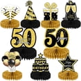 thumbnail image 2 of Adornos de panal de abeja para cumpleaños, dorados y negros, edad 504030, decoración para fiesta de cumpleaños, mesa de escritorio, 2 of 6