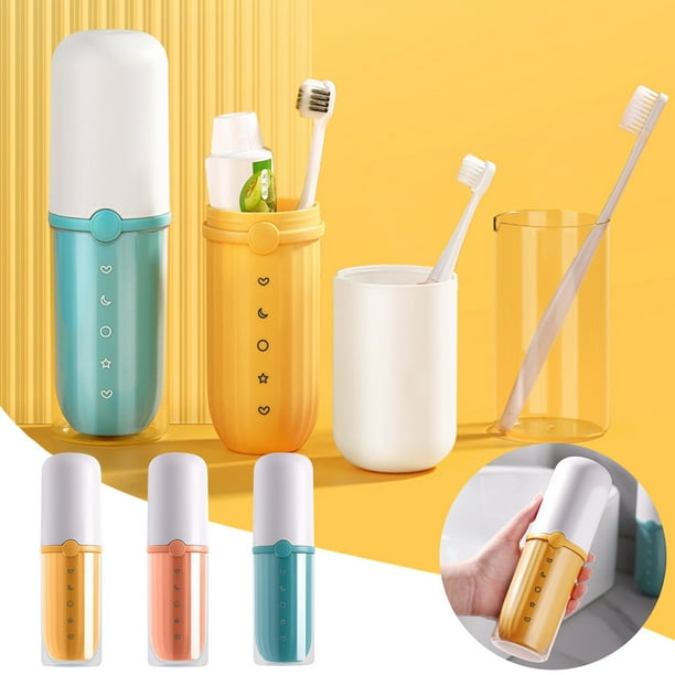 Vaso de Viaje para Enjuague Bucal, Set 3 En 1 para Cuidado Dental, Soporte Portátil para Cepillos de Dientes, Almacenamiento Higiénico de Pasta de Dientes, Compacto y Prueba de Fugas, Ideal para Viaj