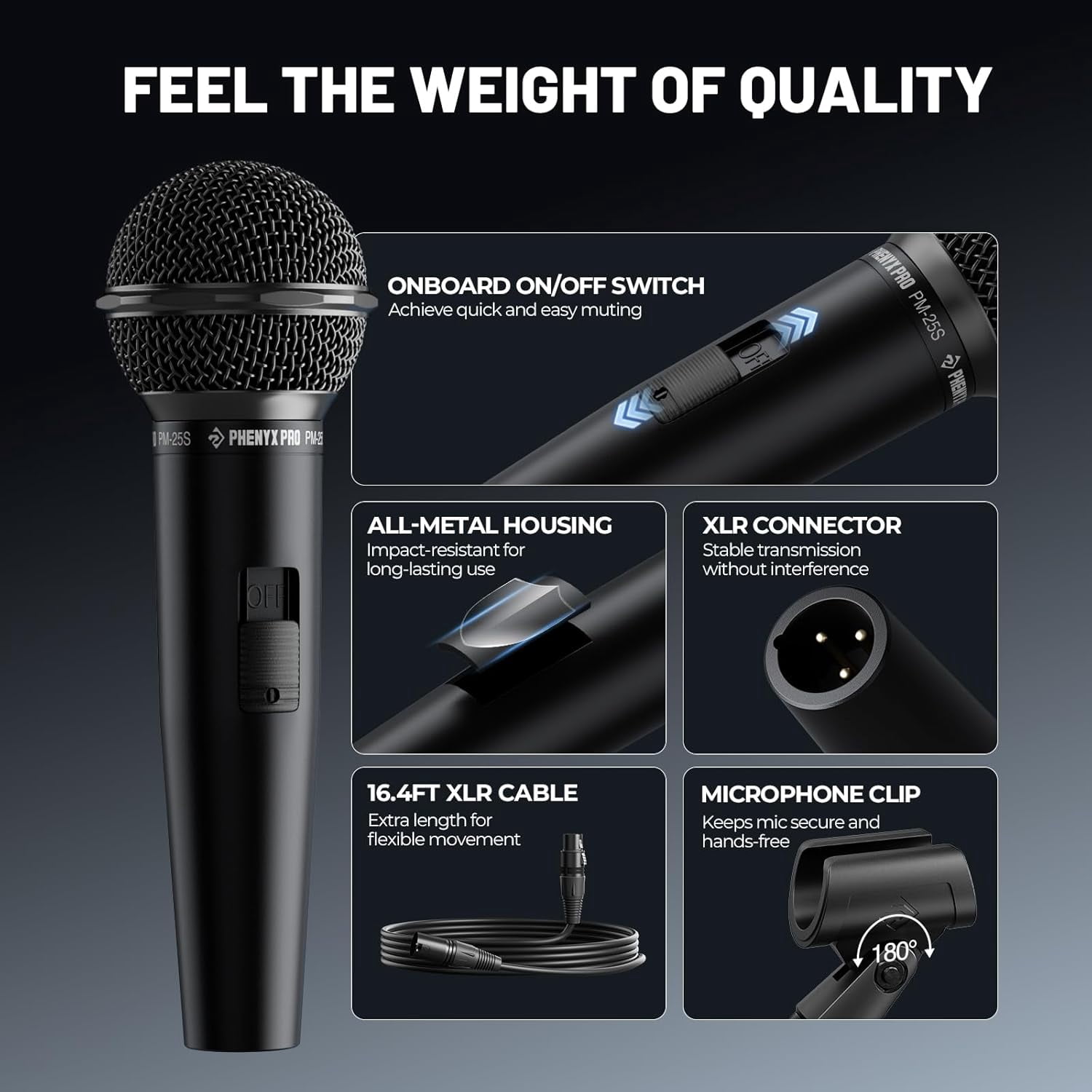 Dynamic Vocal Microphone with XLR , Cardioid Pattern for Karaoke Stage Studio Singing