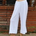 thumbnail image 2 of Wide Leg Pants for Women Elastic Waist Cotton Linen Palazzo Pants Casual Baggy Cropped Lounge Trousers, 2 of 6