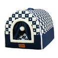 thumbnail image 3 of Acogedora casa pequeña para perros para gatos y cachorros, cueva cálida cerrada para gatos, cachorros y perros Azul marino XL, 3 of 9