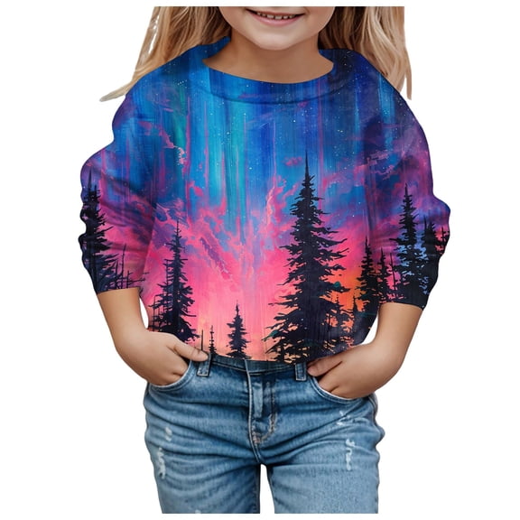 Toddler Girl' Active Long Sleeve Pullover Sweatshirt Fashion Christmas Cute Printed Crew Neck Hoodless Sweatshirt Size 3-4T ,Pink