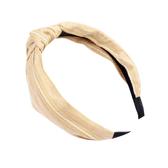 Diadema de tela a la moda para mujer, banda para el pelo con nudo cruzado, aro para el pelo con lazo (amarillo)