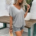 thumbnail image 5 of biudgviw Plus Size Tops for Women V Neck Oversized T Shirts Comfy Casual Short Sleeve Basic Tees Loose Trendy Blouses, 5 of 5