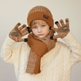 thumbnail image 2 of Fjofpr Knitted Hats Gloves and Shawls Sets Kids Winter Beanie Hat Warm Knit Thick Ski Cap And Scarf Gloves Set For Girls Boys, 2 of 7