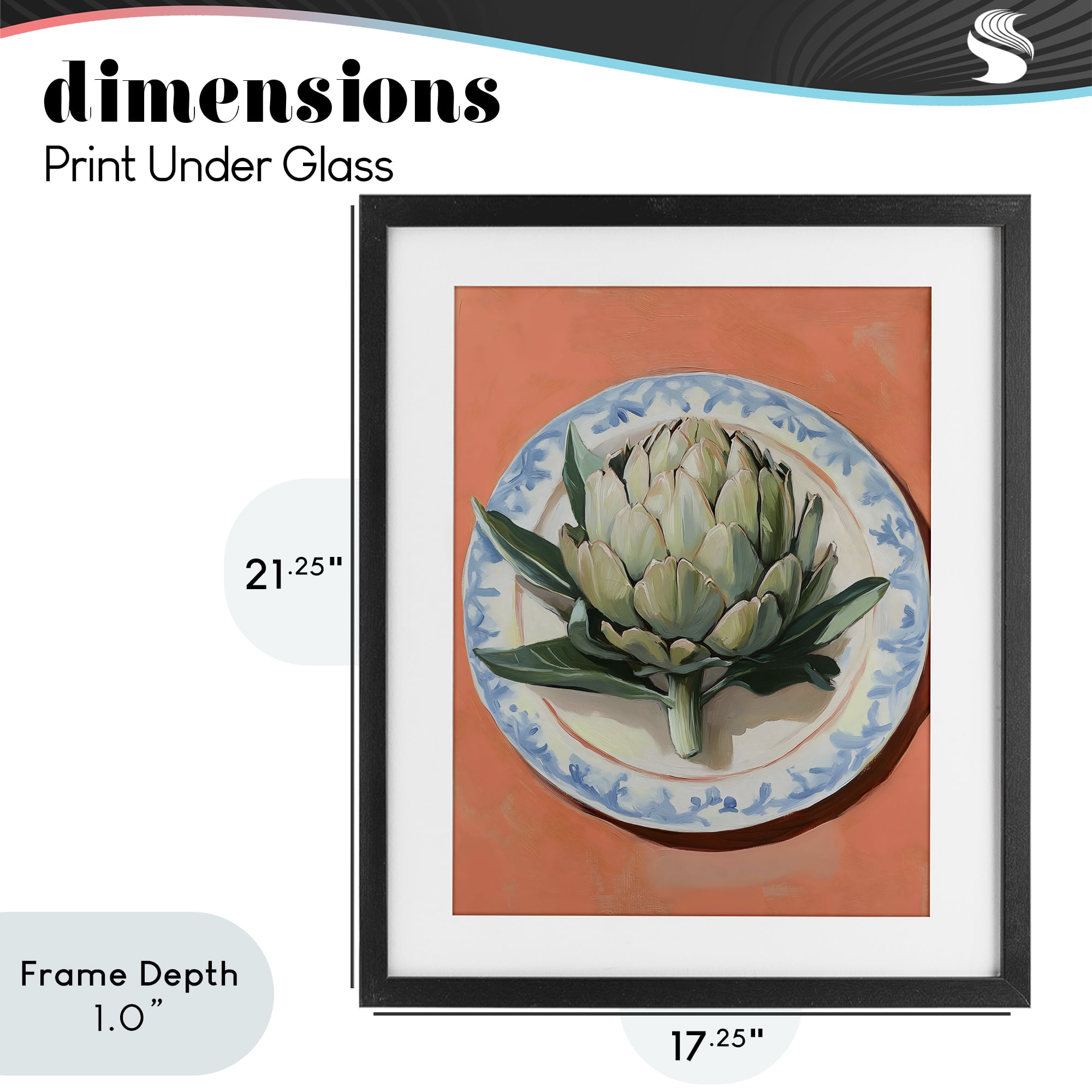 Stupell Industries Retro Artichoke over Orange Black Framed Print Under Glass, design by The Prints Vibe