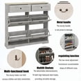 thumbnail image 3 of 39.37 in. H x 41.3 in. W Antique White Shoe Cabinet with 2 Drawers and 4 Flip Drawers, 3 of 17