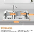 thumbnail image 3 of DIRECTUNIT 18 Gauge Stainless Steel Kitchen Sink Drop-In Top Mount, 33"x22"x9", 3 of 5