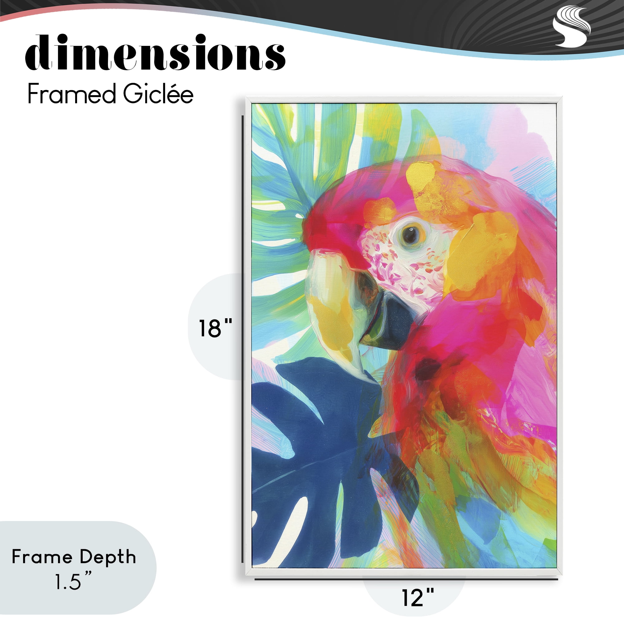 Stupell Industries Scarlet Macaw in Paradise White Framed Giclee Art, design by Chromatic Storm Studio