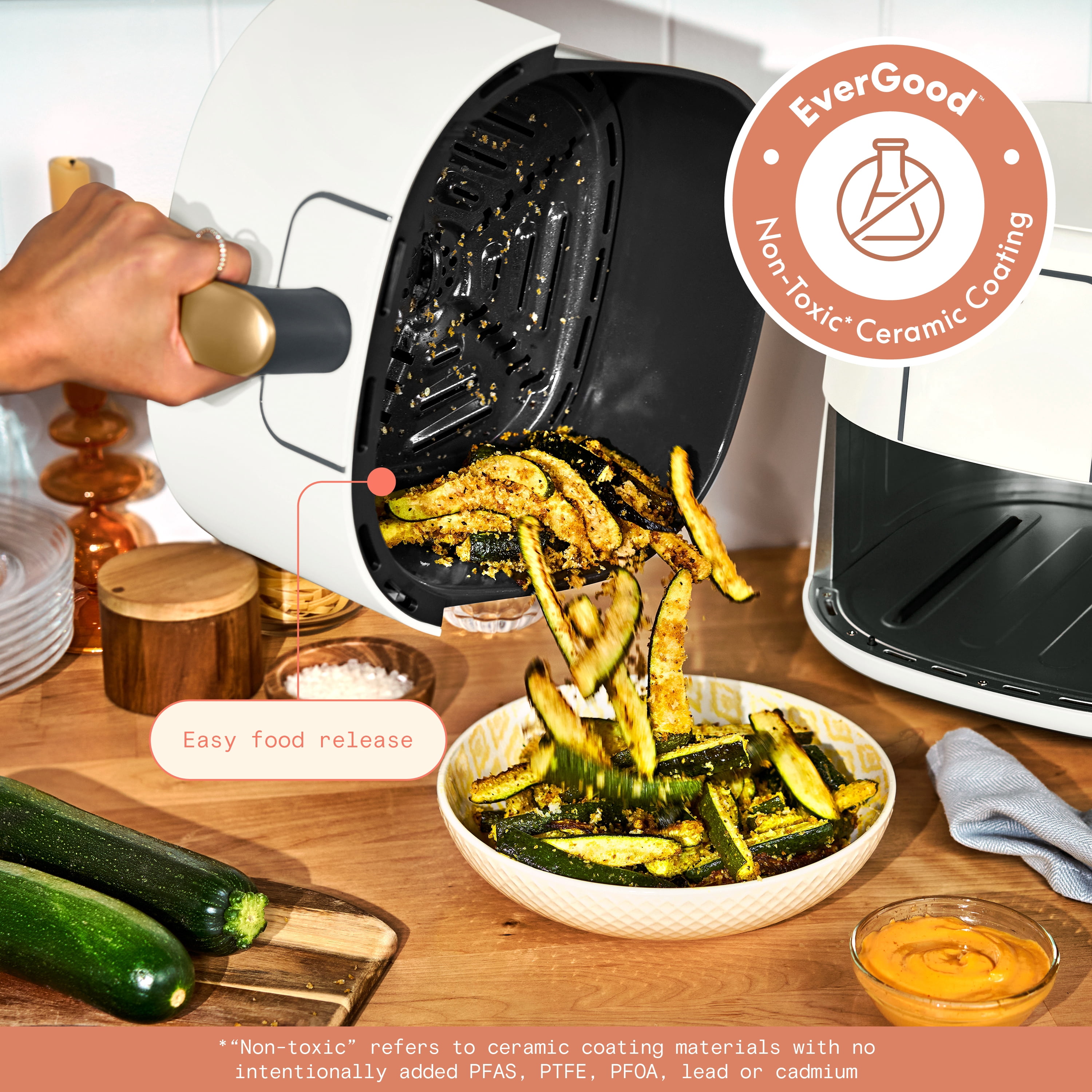 Beautiful 6 Qt Air Fryer with TurboCrisp Technology, EverGood Ceramic Nonstick Coating, White Icing by Drew Barrymore