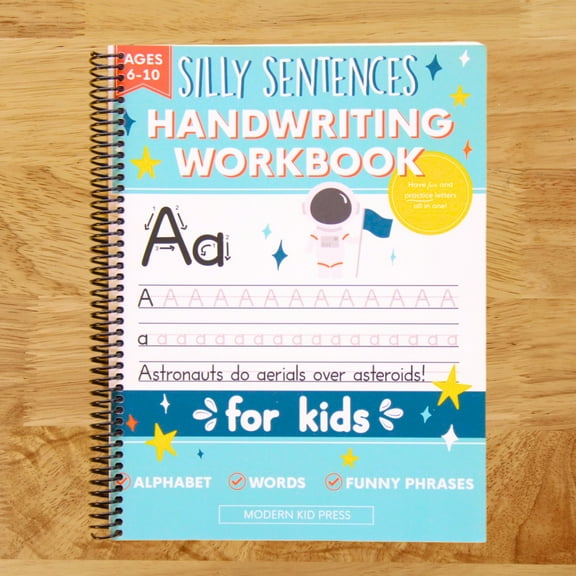Handwriting Practice Book for Kids (Silly Sentences): Penmanship and Writing Workbook for Kindergarten, 1st, 2nd, 3rd and 4th Grade: Learn and Laugh by Tracing Letters, (Spiral Bound)