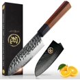 thumbnail image 1 of GRAND SHARP 5 inch Japanese Santoku Chef Knife, AUS10 3-Layer High Carbon Stainless Steel Kitchen Cooking Knife, Professional Hand Forged Chef's Knives (Rosewood Handle & Gift Box& Sheath), 1 of 1