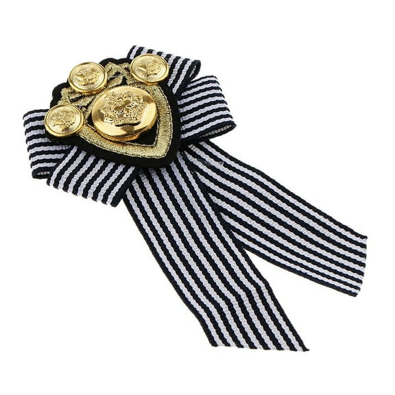 Bowknot Brooch Fabric Bow Tie Men British Badge Black Stripe Style 2