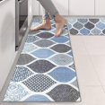 thumbnail image 2 of Kitchen Rugs Sets Of 2,Blue Geometric Quatrefoil Pattern Anti Fatigue Kitchen Mat Rugs Non Slip Washable,Decorative Kitchen Floor Mats for Kitchen,Sink,Laundry,17"X47", 2 of 5