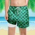 thumbnail image 2 of VNKIDY Boys Trunks Kids Summer Scale Pattern Print Loose Fit Beach Shorts Elastic Waisted Drawstring Breathable Swim Shorts For Beach Casual Wear Stylish Bottoms Green 7-8 Years, 2 of 4