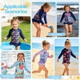 thumbnail image 5 of Zando Baby Girls Swimsuits 2 Piece Long Sleeve Rash Guard Set with Ruffle Cute Bathing Suits for Toddler UPF 50+ Sun Protection Quick Dry 3-8 Years, 5 of 7