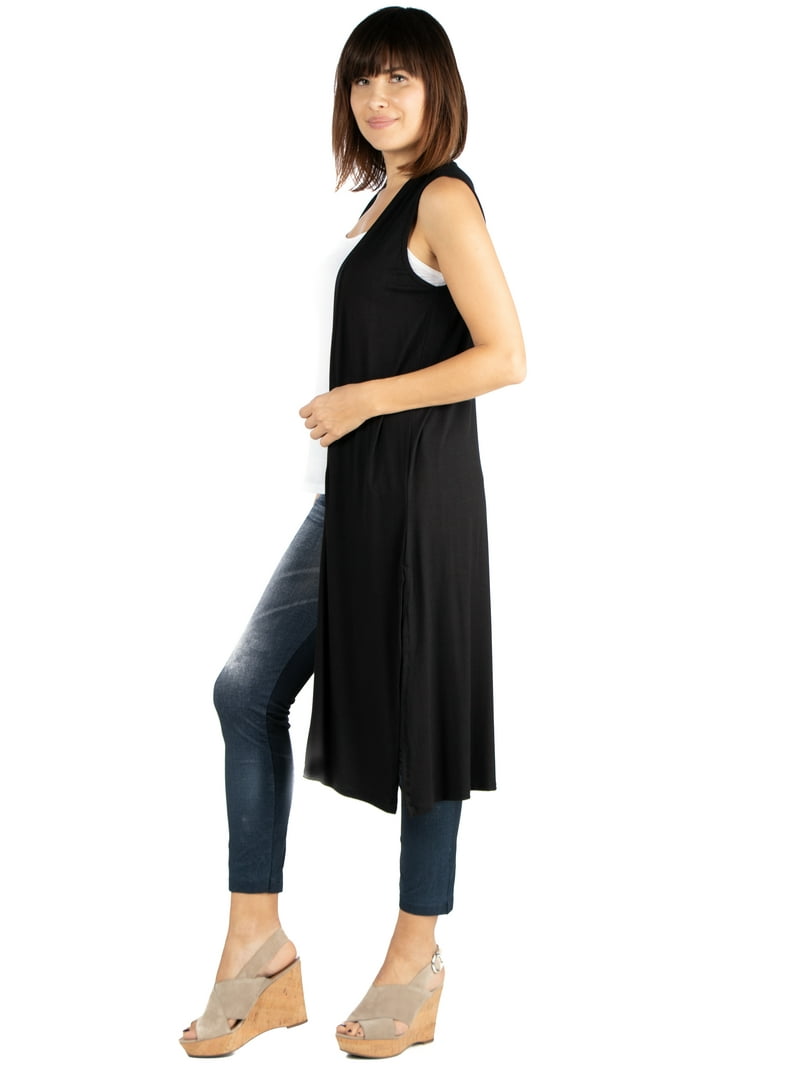 24/7 Comfort Apparel Women's Sleeveless Long Cardigan Vest