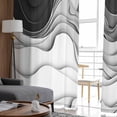 thumbnail image 4 of Black Grey Ombre Semi Sheer Curtains 72 Inch Length 2 Panels Set, Abstract Modern Geometric Moire Art Sheer Kitchen Curtain Privacy Voile Window Curtain for Living Room Bedroom Rod Pocket Drapes, 4 of 7