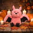 thumbnail image 4 of Bat Plush Toy with Spread Wings, Soft Stuffed Animal Doll in Blue Grey Pink and Brown Colors, Adorable Halloween Party Decor and Squeeze Companion, 4 of 6