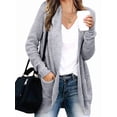 thumbnail image 2 of Women'S Long Sleeve Open Front Chunky Knit Draped Sweaters Outwear Light Gray L, 2 of 9