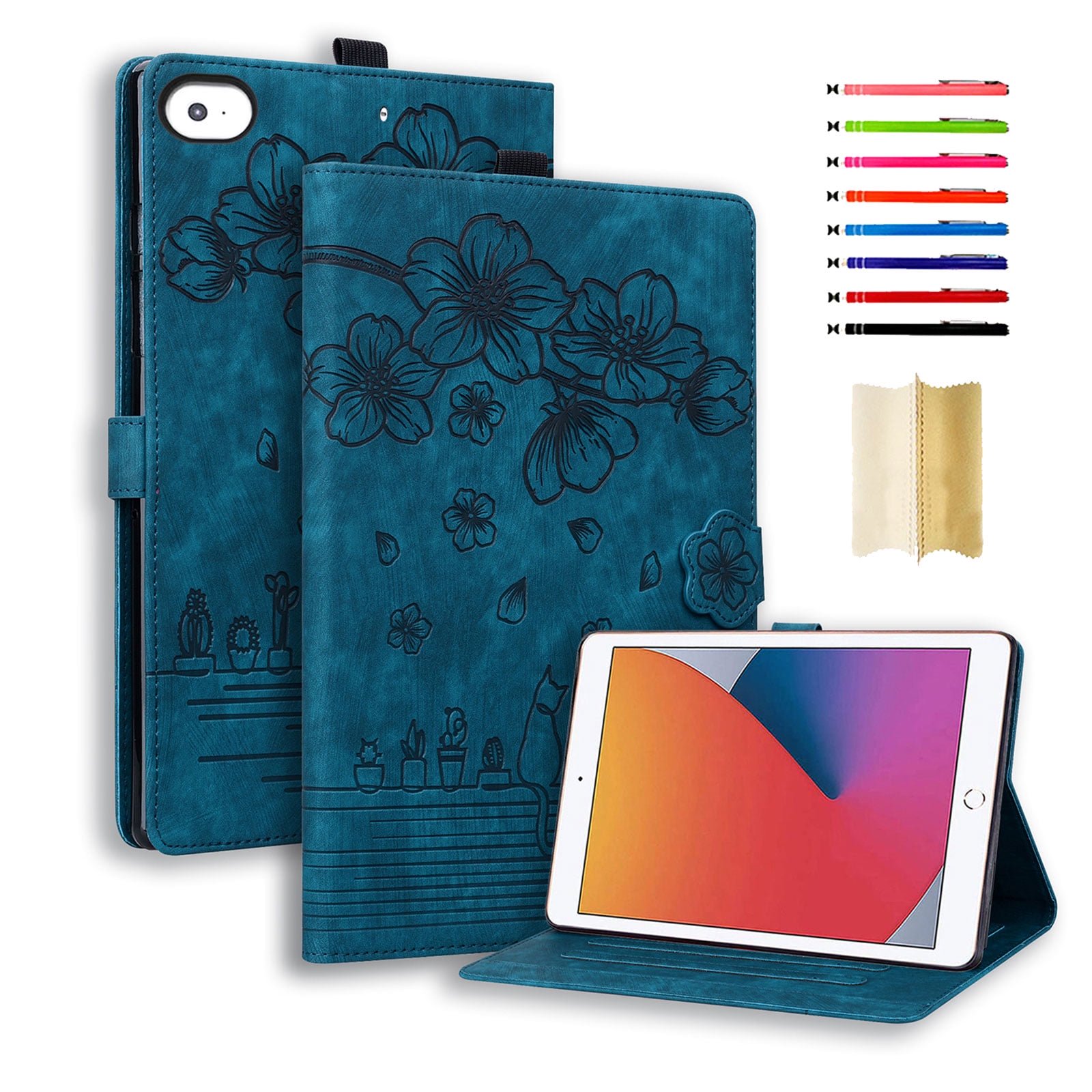 TECH CIRCLE iPad Mini 5 Case Mini 4 Mini 3 2 Cover, Smart Wake Sleep Flip Stand Case Soft PU Leather Card Slot Protective Wallet Case with Pen Holder for Apple iPad Mini 1 2 3 4 5 7.9 inch,Blue