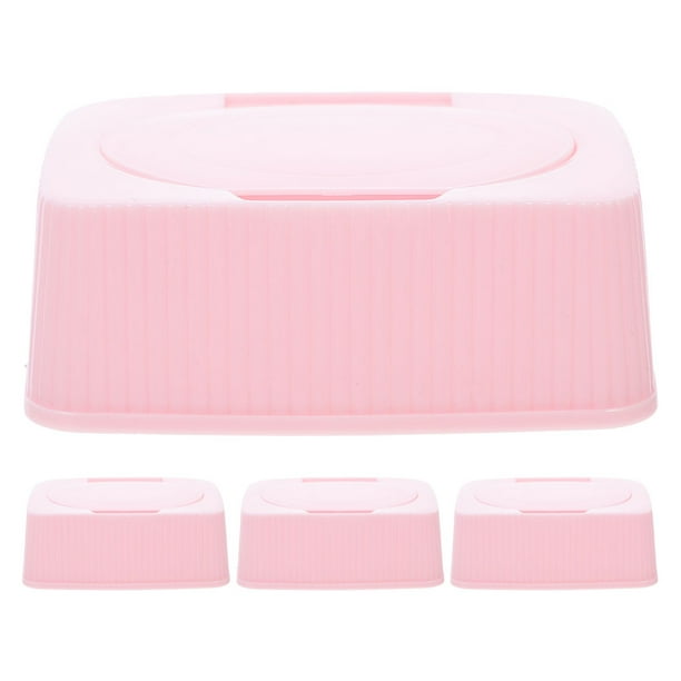 Caja dispensadora de pañuelos de plástico de 4 piezas, contenedor para toallitas húmedas para bebés, estuche para guardar mascarillas, caja para el baño del hogar.