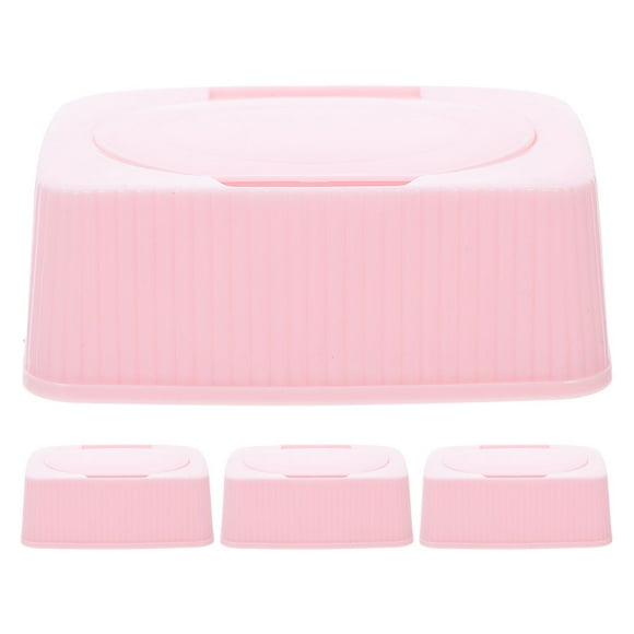 BRIGHTFUFU Caja dispensadora de pañuelos de plástico de 4 piezas, contenedor para toallitas húmedas para bebés, estuche para guardar mascarillas, caja para el baño del hogar.