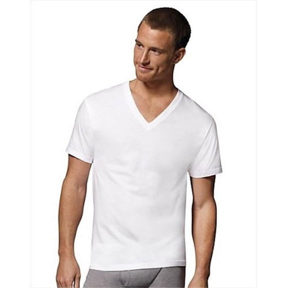 777VP6 Men Tagless V-Neck Undershirt 6-Pack Large White