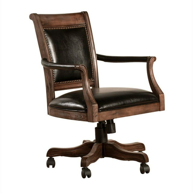 Hillsdale Furniture Freeport Wood Game Desk Chair with Casters Weathered Walnut