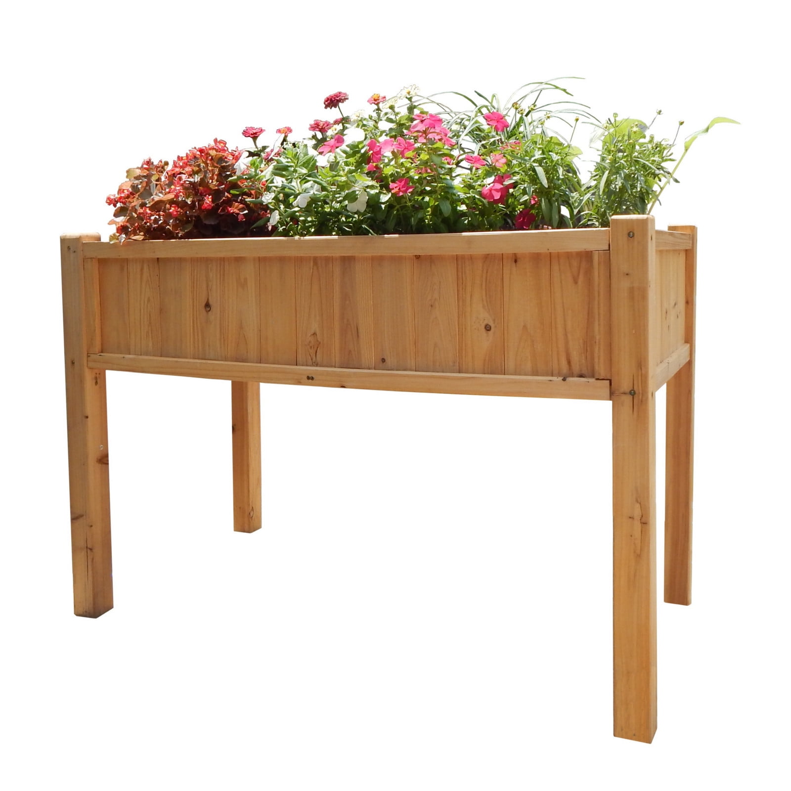 Timber Valley Elevated Cedar Raised Garden Bed, 48" x 24" x 32", Strong Mortise and Tenon Structure, Wooden Planter Box with Liner for Vegetables, Herbs & Flowers