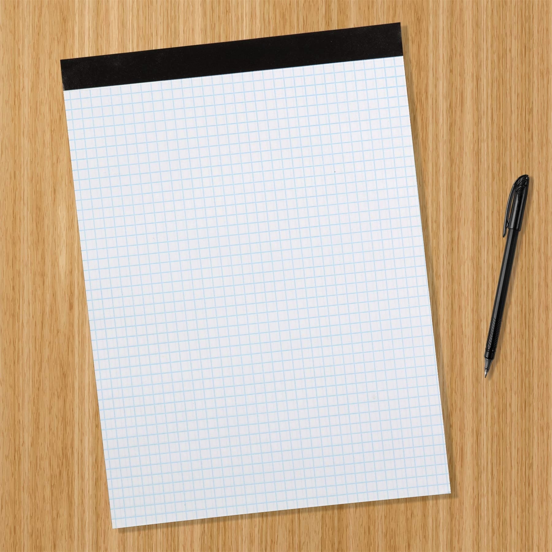 Quad-Ruled Graph Paper Pad with Sturdy Back, Perforated, 8.5" x 11.75", White, 100 Sheets/Pad, 2-Pack