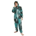 thumbnail image 5 of Soft Big Kids Onesie Pajamas Cozy Loose-Fit Jumpsuits for kids with Pockets for Christmas Lounge & Play Teal and Black Squares, 5 of 8