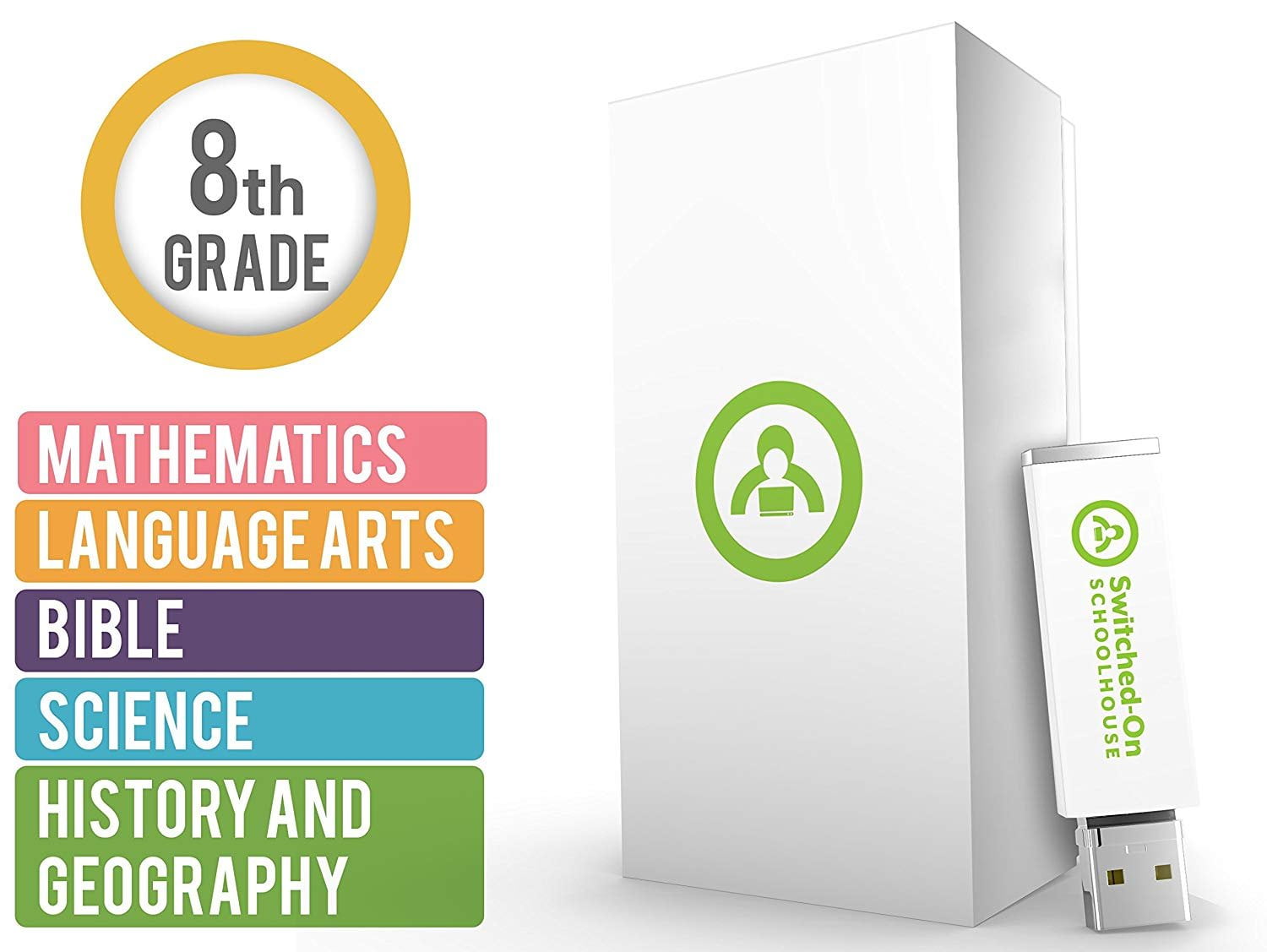 Switched On Schoolhouse Grade 8 Usb 5 Subject Set Math Language Science History Bible 8th Grade Homeschool Curriculum By Alpha Omega Walmart Com Walmart Com