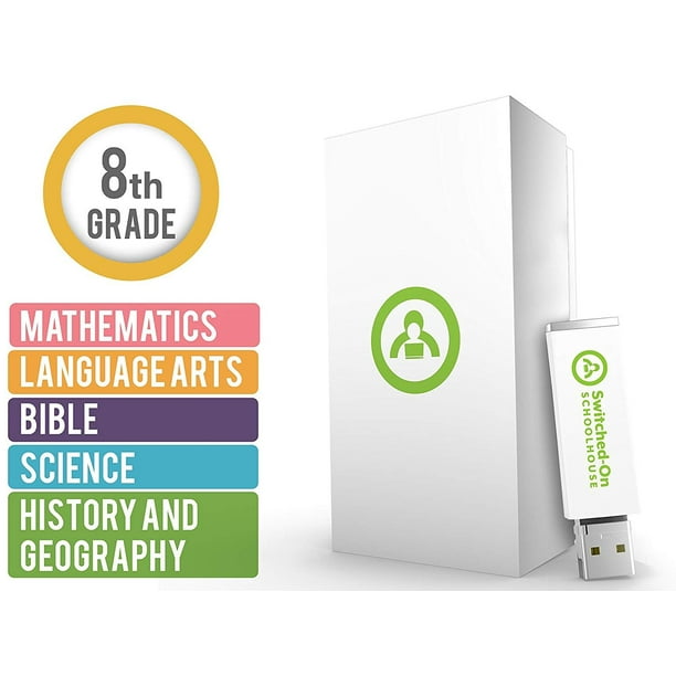Switched On Schoolhouse Grade 8 Usb 5 Subject Set Math Language Science History Bible 8th Grade Homeschool Curriculum By Alpha Omega Walmart Com Walmart Com