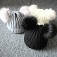 thumbnail image 3 of Automne Hiver Nouveau-Né Bébé Filles Garçons Bonnet Chaud Tricoté Boules Duveteuses Pompon Adorable Tuque, 3 of 5