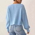 thumbnail image 6 of Womens Heart Cardigan Sweater V Neck Button Front Cardigans Trendy Long Sleeve Lightweight Knit Fall Tops Sky Blue, M, 6 of 7