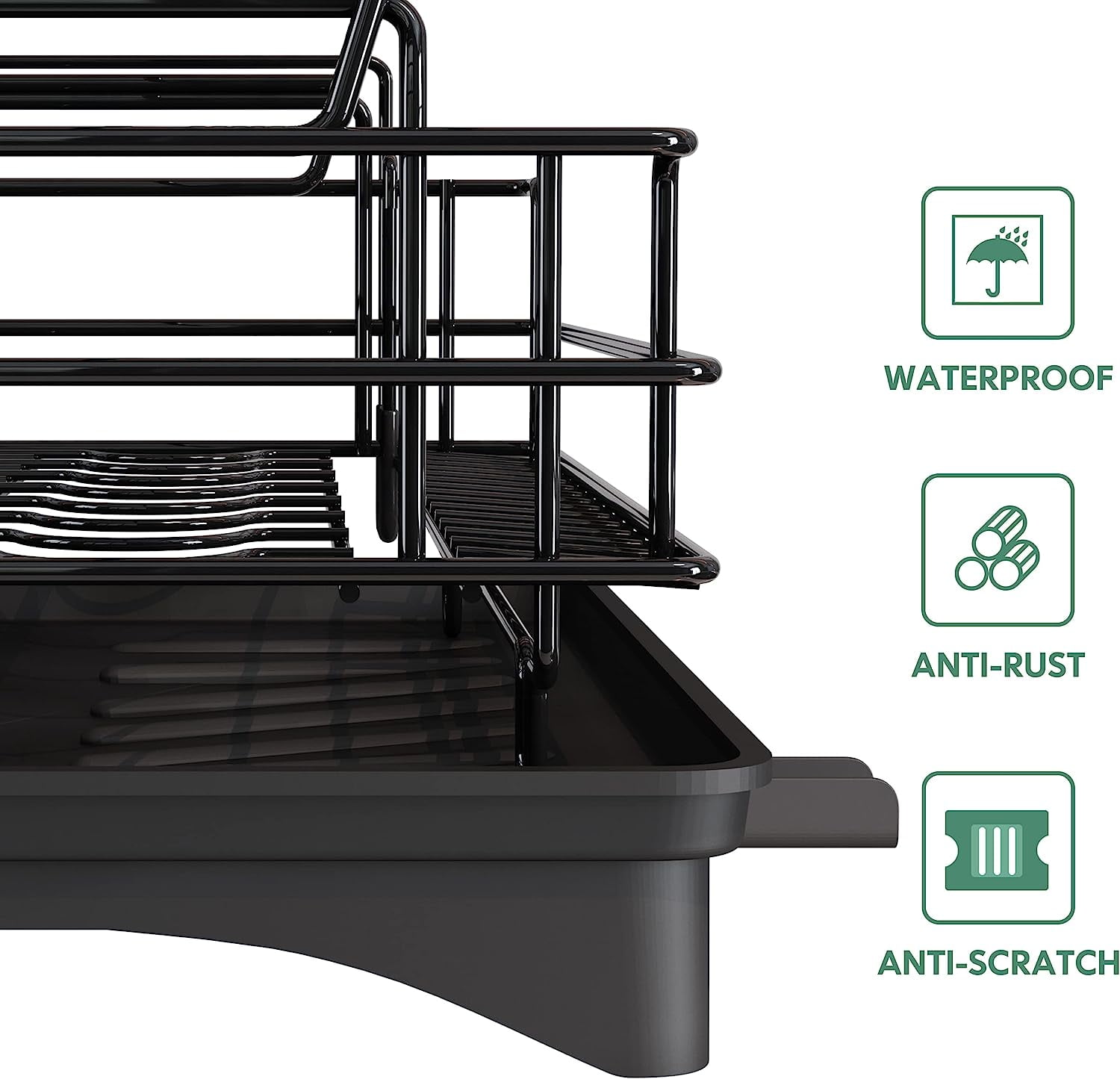  MOUKABAL Over The Sink Dish Drying Rack, Over Sink Dish Drying  Rack with 2 Tier Utensil Holder,Large Stainless Steel Dish Racks for Kitchen  Counter(fit≤33 Sink)
