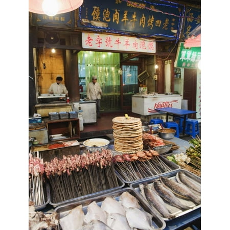 Barbeque Food at a Street Market in the Muslim Area of Xian, Shaanxi Province, China, Asia Print Wall Art By Christian